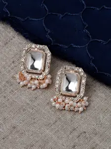 Sukkhi Rose Gold Plated Contemporary Kundan & Beaded Studs Earrings
