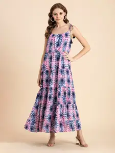 Moomaya Abstract Printed Shoulder Straps Maxi Dress