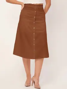 Moomaya Front Buttoned A Line Midi Skirt