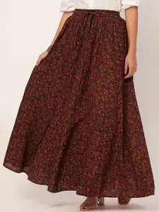 Moomaya Floral Printed Flared Long Skirt