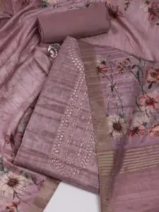 Meena Bazaar Striped Mirror Work Detailed Unstitched Dress Material
