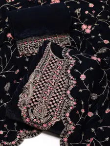Meena Bazaar Floral Embroidered Velvet Unstitched Dress Material