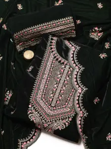 Meena Bazaar Ethnic Motifs Embroidered Velvet Unstitched Dress Material