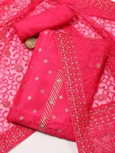 Meena Bazaar Ethnic Motifs Woven Design Sequinned Art Silk Unstitched Dress Material