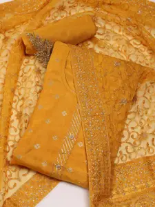 Meena Bazaar Ethnic Motifs Woven Design Sequinned Art Silk Unstitched Dress Material
