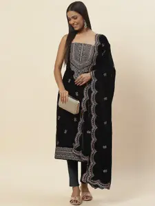 Meena Bazaar Floral Embroidered Velvet Sequinned Unstitched Dress Material