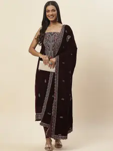 Meena Bazaar Ethnic Motifs Embroidered Sequinned Velvet Unstitched Dress Material