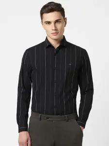Peter England Slim Fit Opaque Vertical Striped Formal Shirt