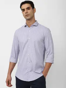 Peter England Slim Fit Grid Tattersall Checked Casual Shirt