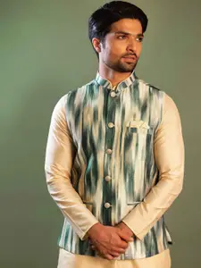 KISAH Printed Mandarin Collar Nehru Jackets