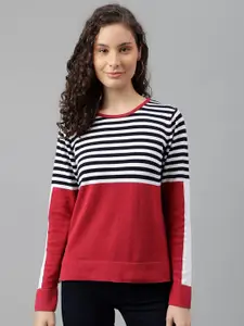 Latin Quarters Striped Round Neck Cotton Pullover