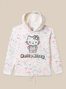 Kids Ville Girls Hello Kitty Printed Hooded Pullover Sweatshirt