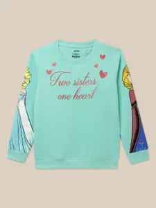Kids Ville Girls Frozen Printed Round Neck Cotton Pullover Sweatshirt