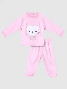 Moms Love Infant Boys Self Design T-shirt with Pyjama