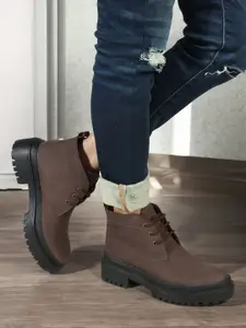 ELLE Women Mid Top Platform-Heeled Regular Boots