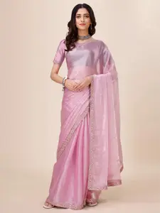 Indian Women Embellished Sequinned Silk Cotton Saree