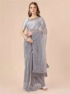 Indian Women Striped Sequinned Saree