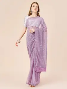 Indian Women Striped Sequinned Saree