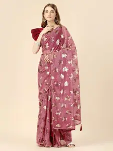 Indian Women Floral Woven Design Zari Saree