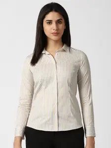 Van Heusen Woman Opaque Striped Pure Cotton Casual Shirt