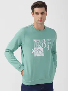 Peter England Casuals Men Green Printed Sweatshirt