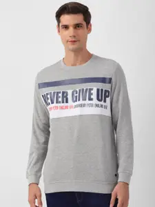 Peter England Casuals Men Grey Printed Sweatshirt