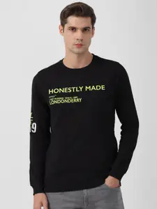 Peter England Casuals Men Black Printed Sweatshirt