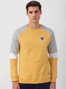 PETER ENGLAND UNIVERSITY Men Yellow Colourblocked Sweatshirt