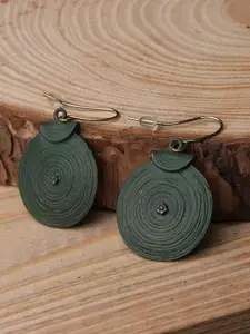XPNSV Green Contemporary Drop Earrings