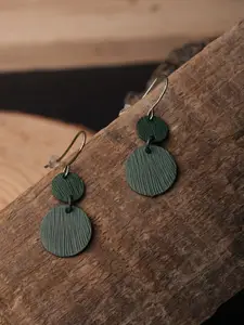 XPNSV Green Contemporary Drop Earrings