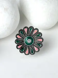 KARATCART Silver-Plated Oxidized Finger Ring