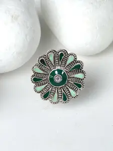 KARATCART Silver-Plated Oxidized Finger Ring