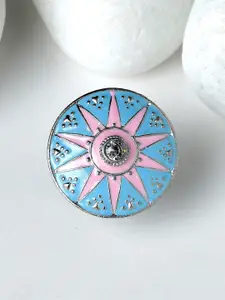 KARATCART Silver-Plated Meenakari Oxidised Finger Ring