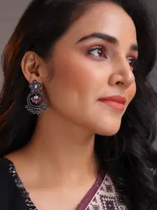 PANASH Silver-Toned Contemporary Chandbalis Earrings