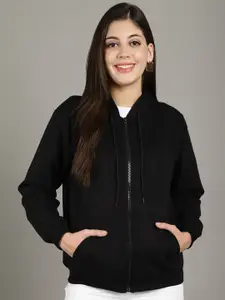 GRACIT Women Black Hooded Sweatshirt