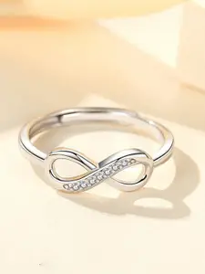 MYKI Silver-Plated CZ-Studded Finger Ring