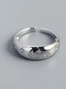 MYKI Silver-Plated CZ-Studded Finger Ring