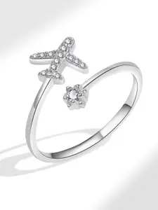 MYKI Silver-Plated CZ Studded Finger Ring