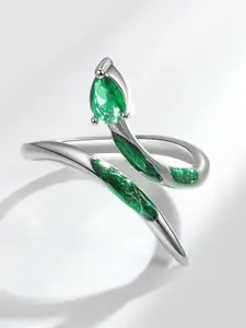 MYKI Silver-Plated CZ Studded Finger Ring