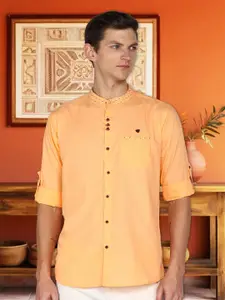 Kuons Avenue Men Peach-Coloured Smart Slim Fit Opaque Casual Shirt