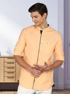 Kuons Avenue Men Peach-Coloured Smart Slim Fit Opaque Casual Shirt