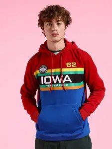 The Indian Garage Co Men Red Printed Hooded Sweatshirt