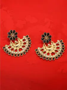 Yellow Chimes Black Contemporary Chandbalis Earrings