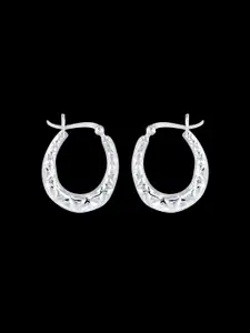 Yellow Chimes Silver-Toned Contemporary Hoop Earrings