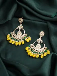 Yellow Chimes Green Contemporary Drop Earrings