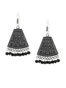 Yellow Chimes Silver-Toned Contemporary Jhumkas Earrings