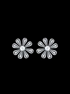 Yellow Chimes Silver-Toned Contemporary Studs Earrings