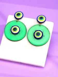 Yellow Chimes Green Contemporary Drop Earrings