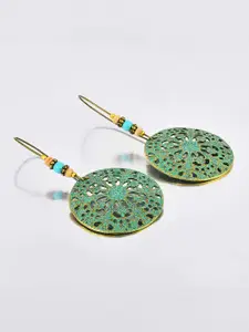 Yellow Chimes Green Contemporary Drop Earrings