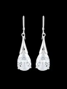 Yellow Chimes Silver-Toned Contemporary Drop Earrings